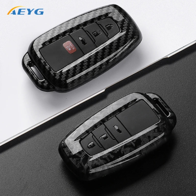 ABS Carbon Fiber Car Key Case Cover Shell Fob For Toyota Prius Camry Corolla C-HR CHR RAV4 Prado 2018 2022 Key Chain Accessories