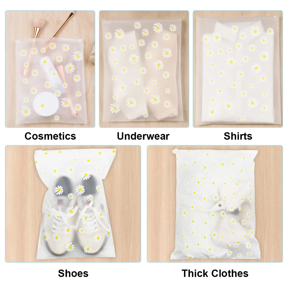 10 Pack Travel Storage Bags for Clothes, Clear Reusable Bags Plastic Ziplock Bags  Luggage Organizer Pouch for Clothes Towels