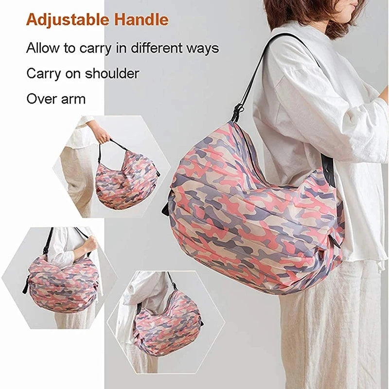 New Foldable Storage Bag Portable Travel Camouflage Handbags Large Capacity With Handle Japen Shopping Bag