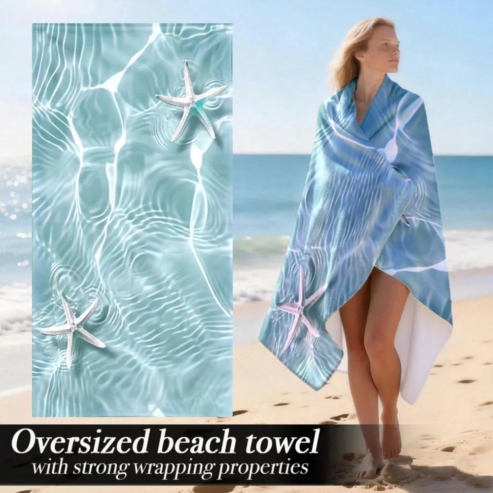 Oversized Starfish Beach Towel Patterned Sunscreen And Windproof Suitable For Swimming Pool Camping Travel Blanket