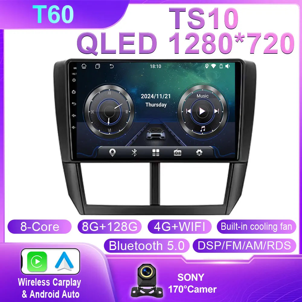 9" Android Car Stereo for Subaru Impreza GH/GE (2007–2011) — Wireless CarPlay, Android Auto, GPS, 4G, WiFi