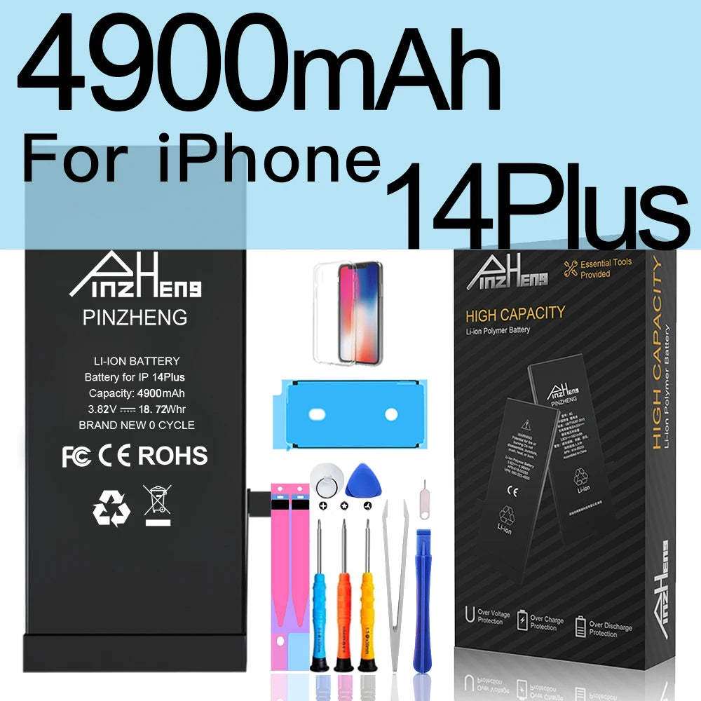 PINZHENG Real High Capacity Battery For iPhone 14 15 14 Pro 15 Pro 14 Pro Max 15 Pro Max 14 Plus 15 Plus Replacement Batteries