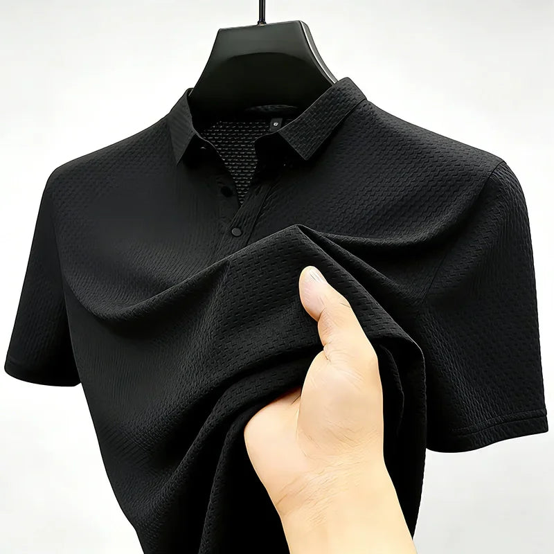 Men's Waffle-Knit Polo - Lightweight Breathable, Summer Base Layer