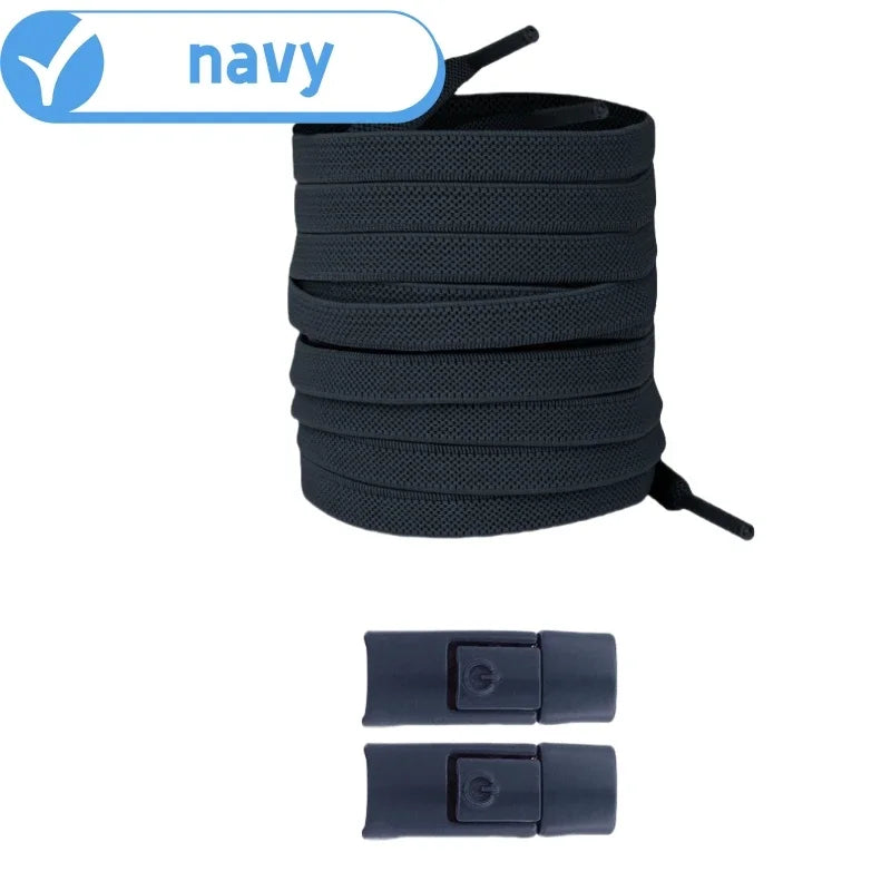 No-Tie Elastic Shoelaces with Press Lock – 8mm Flat Sneaker Laces for Kids & Adults | One Size Fits All Shoes