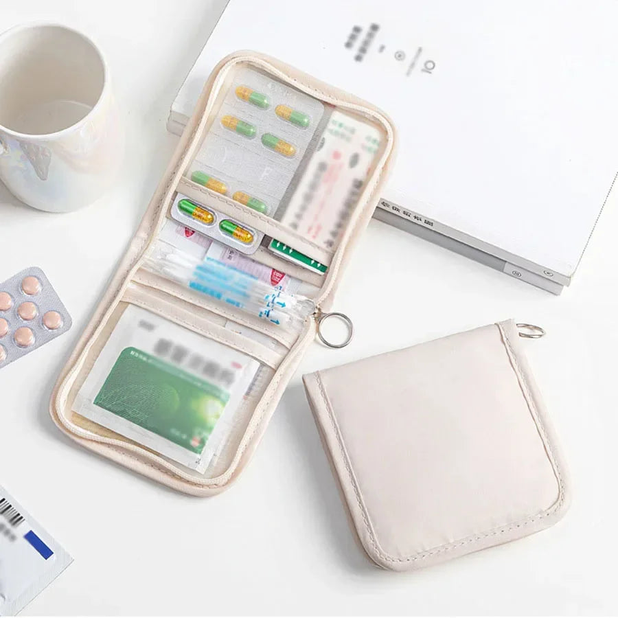 Mini Medical Pouch Portable Foldable Large Opening with Zip Sort First Aid Kit Outdoor Travel Essential Storage Bag