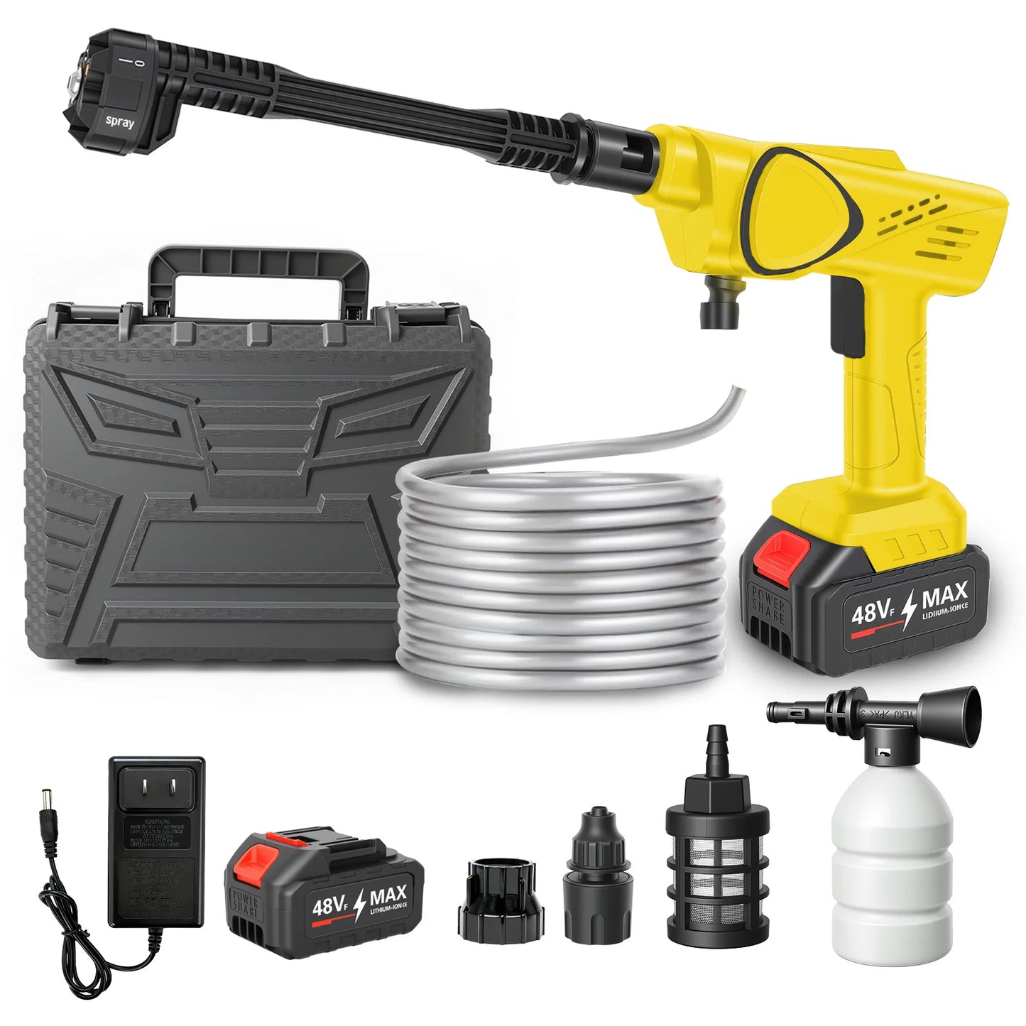 21V Cordless Pressure Washer - 970PSI, 6-in-1 Nozzle