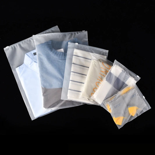 StoBag 10pcs Frosted Matte Zipper Bags Clothes Packaging Pouch Plastic Sealed Shirts Storage Shipping Reusable Organizer Pocket
