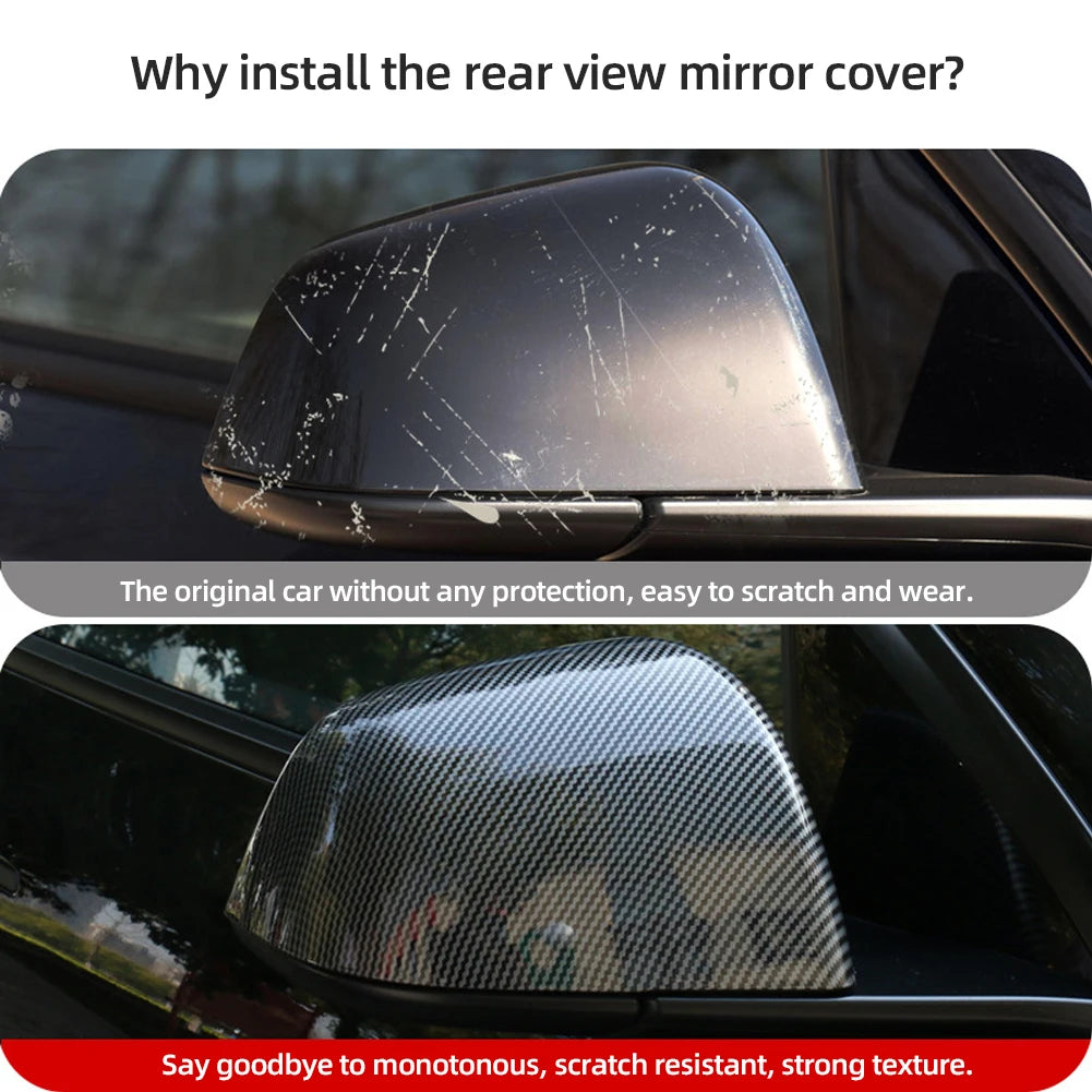 2PCS Car ABS Paste Side Door Mirror Cover For Tesla Model 3 Model Y 2021-2023 Auto Exterior Accessories Sides Rearview Cover