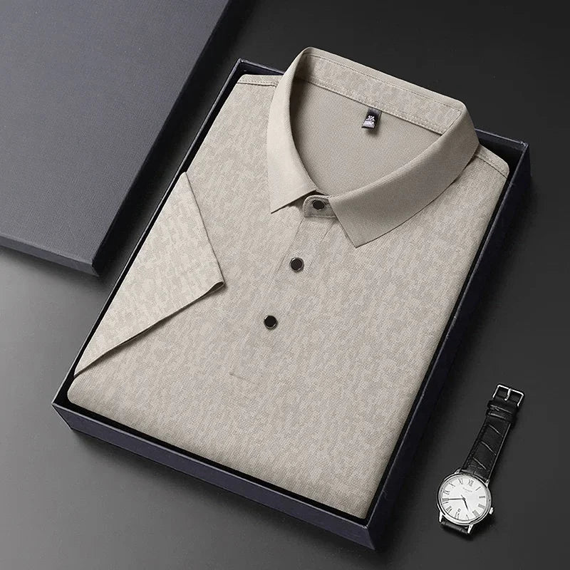 Men's Woven Textured Shirt - Wrinkle-Resistant, Full Button-Front