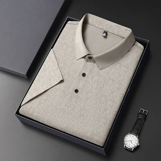 Men's Woven Textured Shirt - Wrinkle-Resistant, Full Button-Front