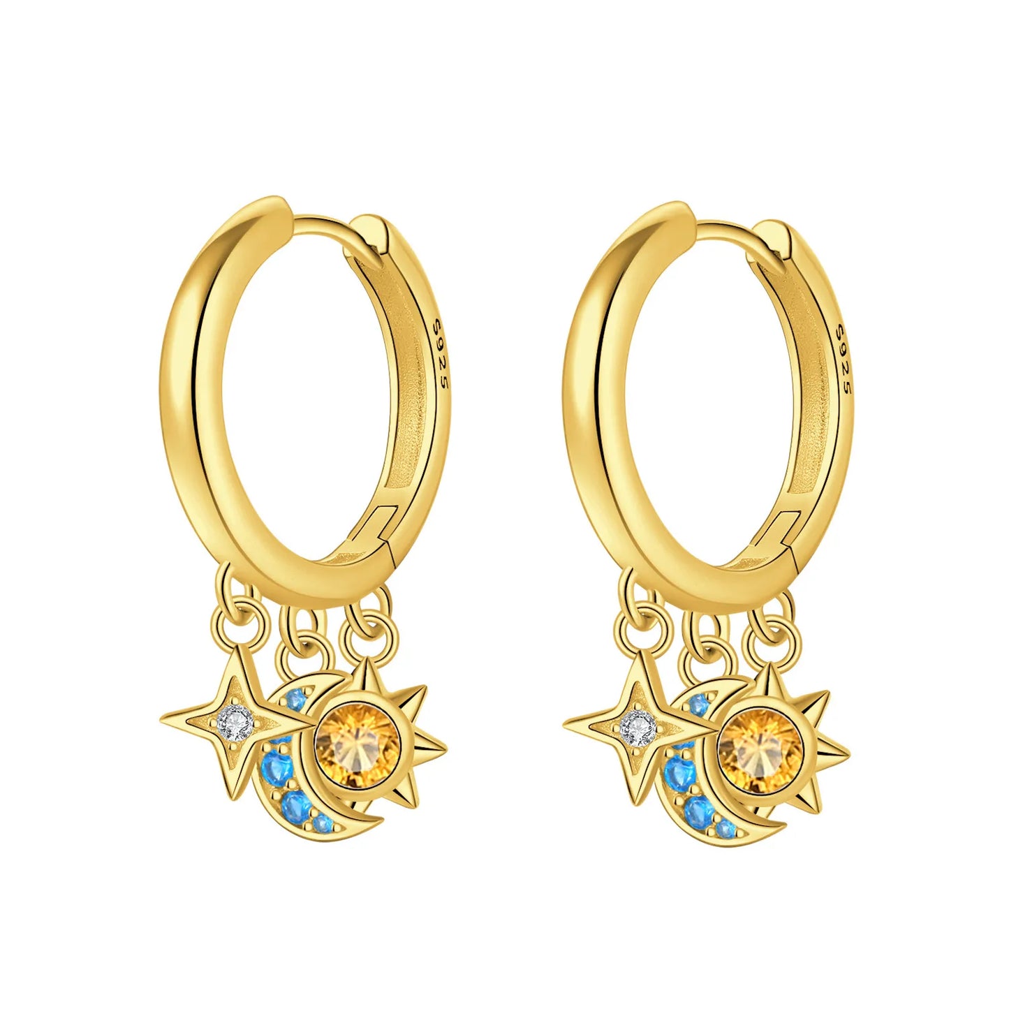 Original 2026 S925 Sterling Silver Zircon 18K Gold Lining Vintage Hoop Earrings for Women Birthday Party Wedding Gift Jewellery