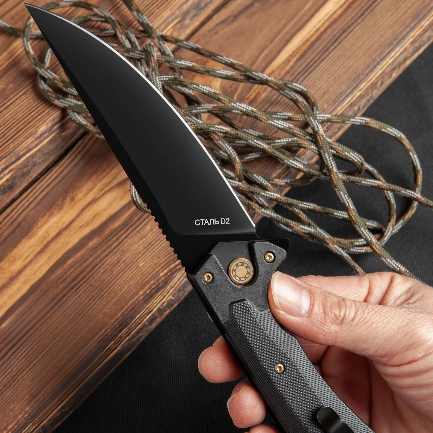 Stainless Steel 440C Folding Knife with Black Nylon Fiber Handle Portable Household Fruit EDC Carry-on Tool Knife Men's Gift
