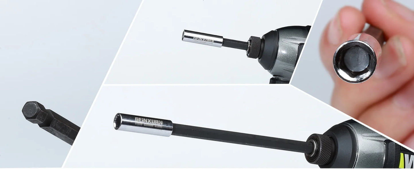 Geinxurn Mixed Screwdriver Bit Holders, Cr-V Extension Socket Drill Bit Magnetic Holder Hex Shank Quick-Change Drill Bit Guide