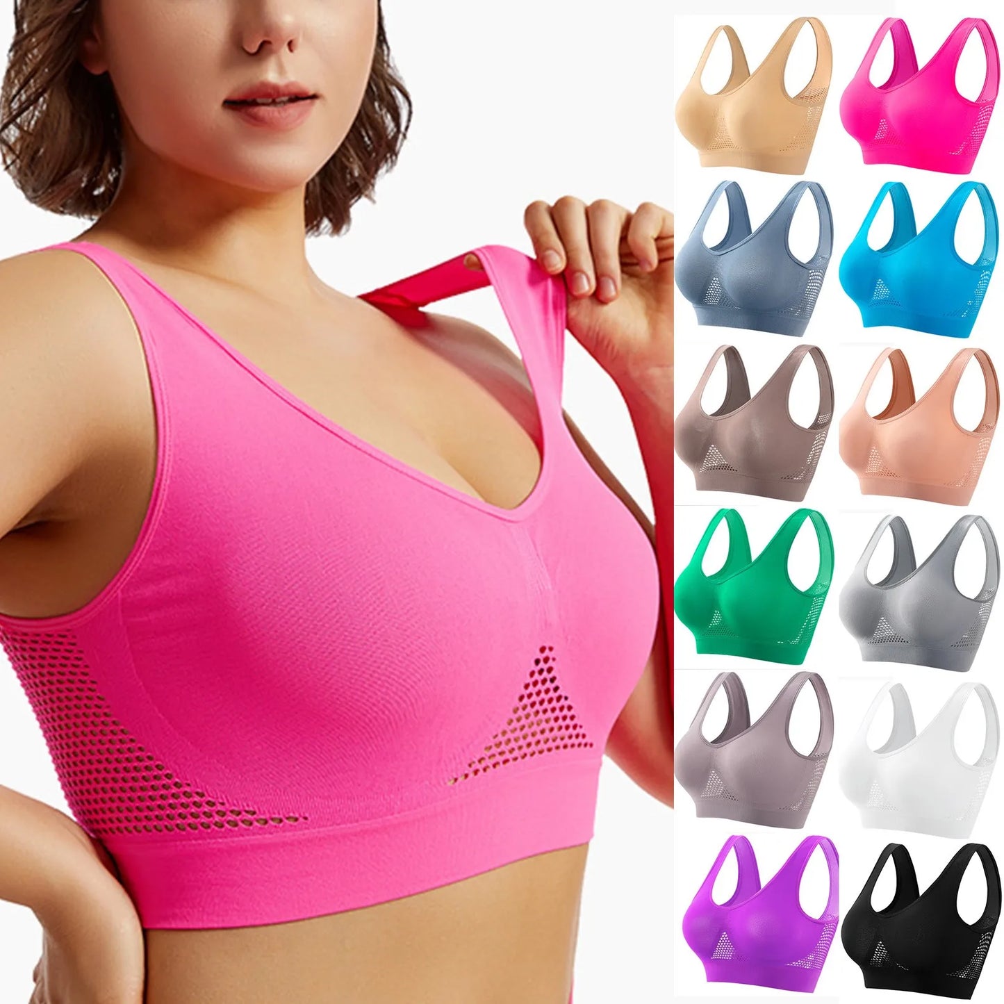 Shockproof Sports Bra – Open-Back Seamless Yoga Workout Vest