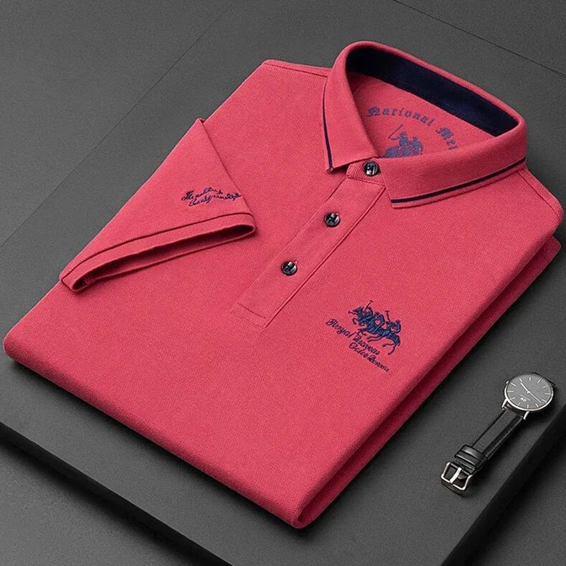 Men's Embroidered Polo Shirt - Short Sleeve, Casual Summer Top