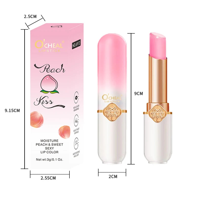 O'CHEAL Color Changing Fruit Lip Balm – Moisturizing Waterproof Temperature Changing Lipstick | Strawberry, Blueberry & Peach