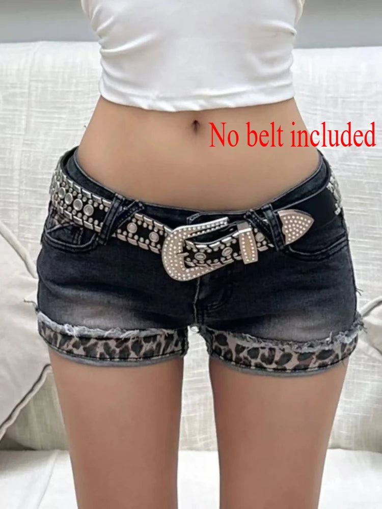 Women's Y2K Gyaru Harajuku Low Rise Denim Hot Pants – Vintage 2000s Jean Shorts Streetwear