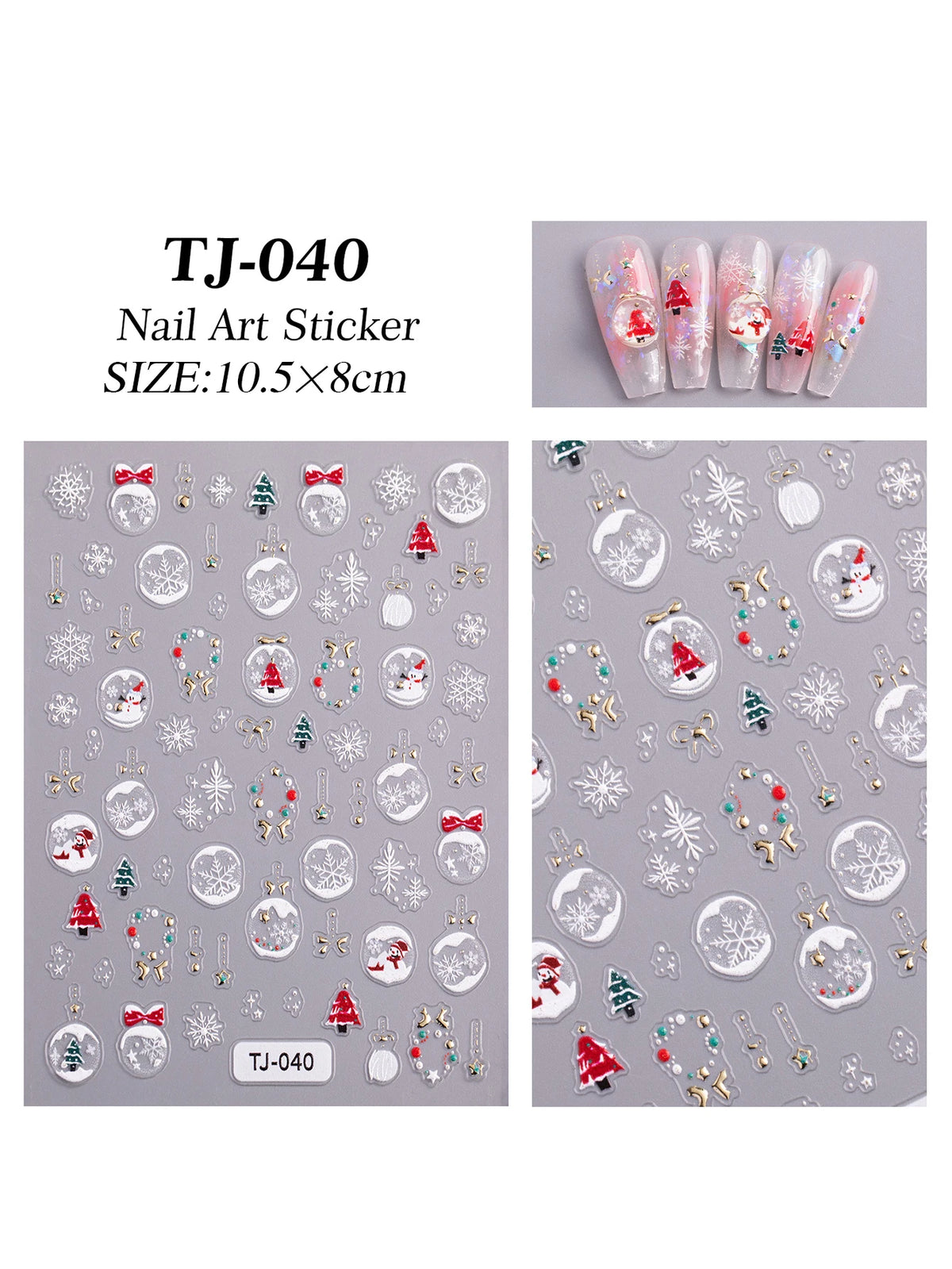 1/2pcs Winter Christmas Ball Snowflake Nail Stickers 5D Relief White Hollow Christmas Celebration Nail Stickers Decorations