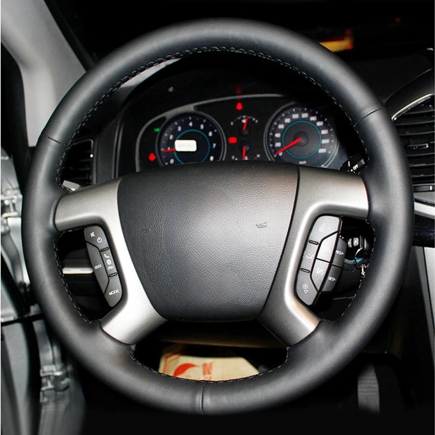 Hand-Sewn Leather Steering Wheel Cover — Chevrolet Captiva, Silverado & GMC Sierra (2007–2014)