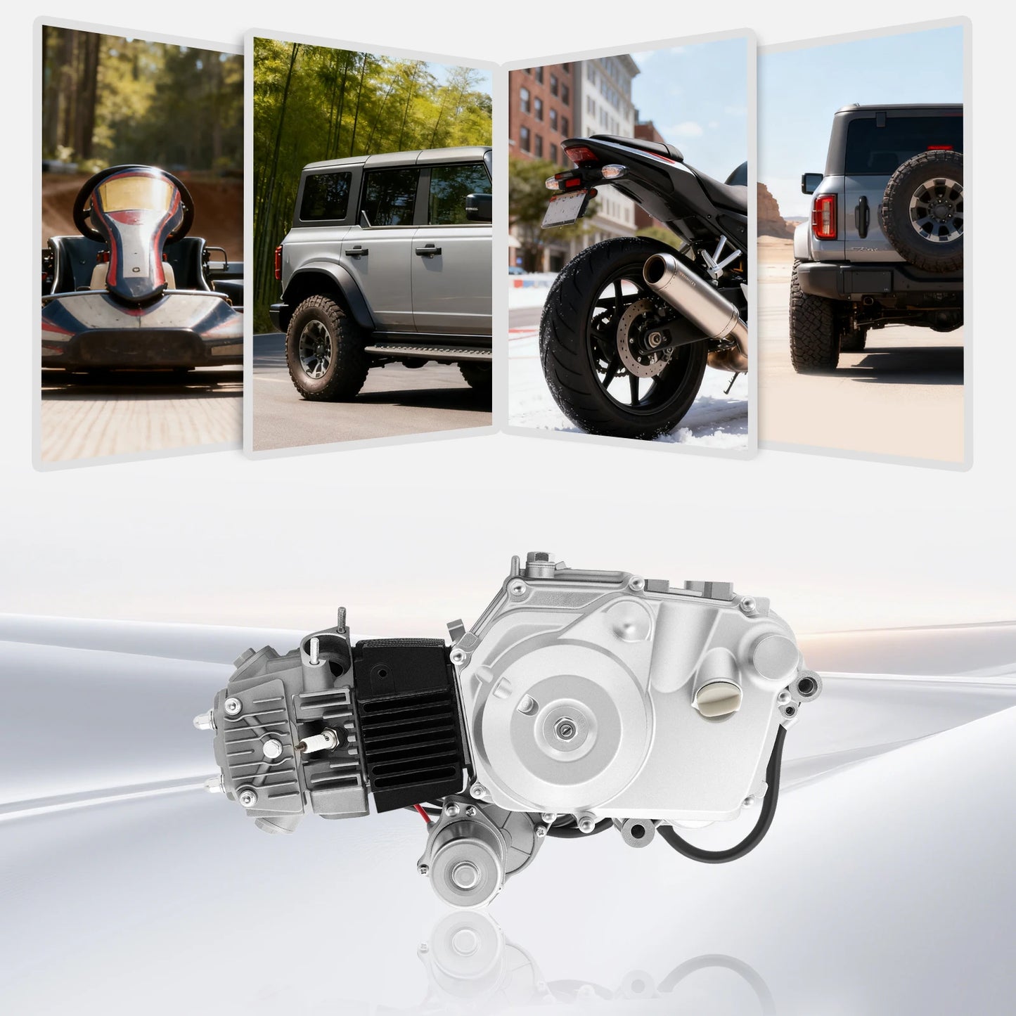 125CC 4 Stroke Electric Motor Semi Auto Engine CDI+Reverse for ATV Quad Go Kart
