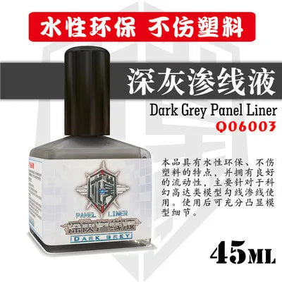 Q06001 45ML Metallic Panel Line Water Based Accent Color for Gundam Gunpla Mecha Doll Tank Plane Military Model Coloring Tool