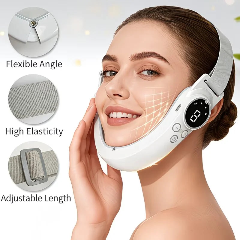 Home Professional SPA Beauty Instrument Ladies V Face Lifting Artifact Colorful Light Warm Care Rechargeable Design Universal Face and Neck High Efficiency Help Skin Care Product Absorption