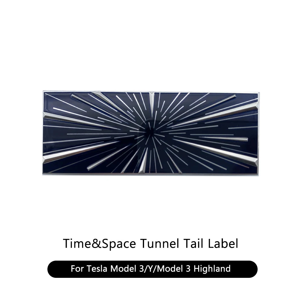 Time Space Tunnel Trunk Badge Emblem Decal – Aftermarket Design, Compatible with Tesla Model 3, Y, S, X