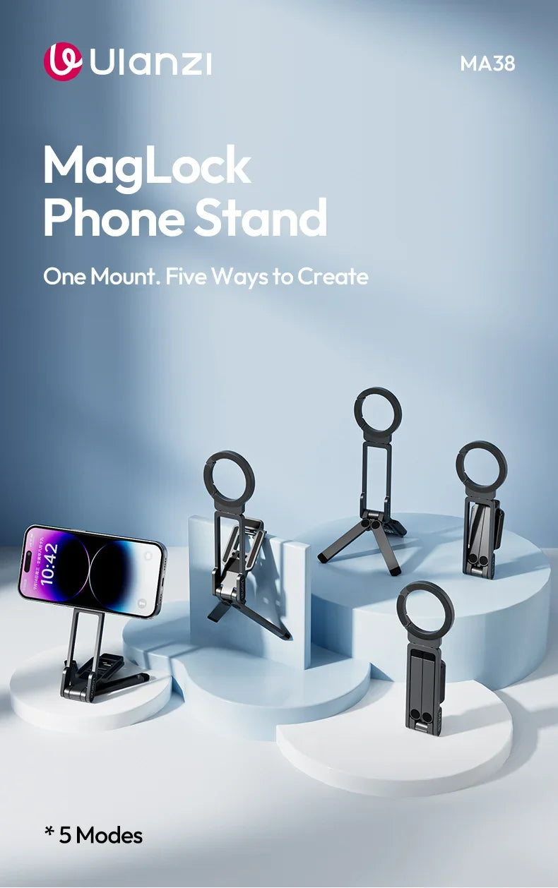 Ulanzi MA38 Magnetic Phone Stand For iPhone 16 15 14 Handheld Tripod Snap Mode Hidden Hook Slope Wall Mountable