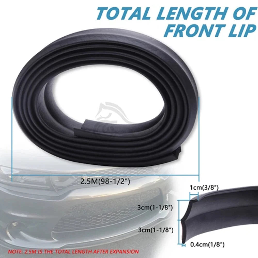Universal Car Bumper Lip Splitter Spoiler Rubber Skirt BodyTrim Bumper Scratch-Resistant Anti-Collision Soft Rubber Strip