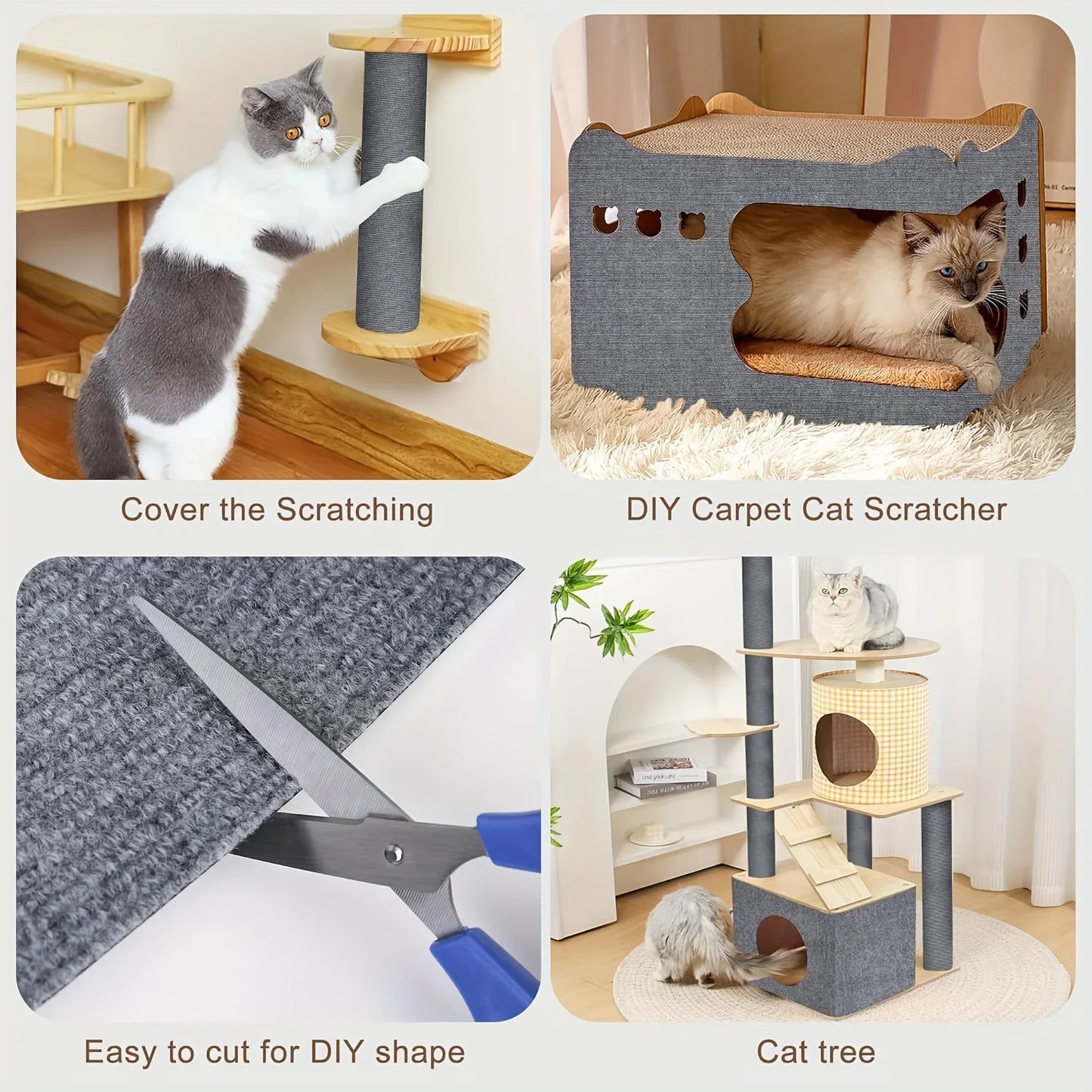 Cat Scratcher Sofa Protector – 40x300cm Trimmable Self-Adhesive Carpet Scratch Mat | 7 Colors