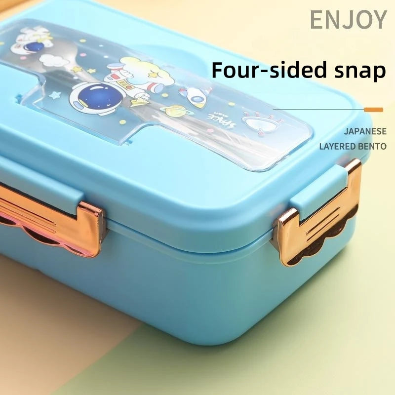 Dinosaur Kids Bento Lunch Box - 3 Grid Snack Box with Cutlery - photo 4