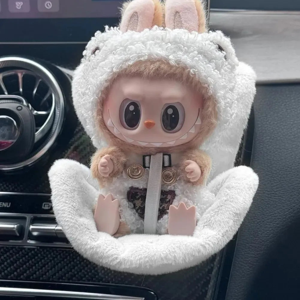 Mini Plush Doll Safety Seat Soft Car Ventilation Safety Chair for Labubu The Monsters Doll Accessories Car Interior Decorations