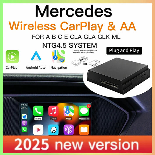 Wireless CarPlay & Android Auto Adapter, Compatible with Mercedes-Benz Becker NTG4.5
