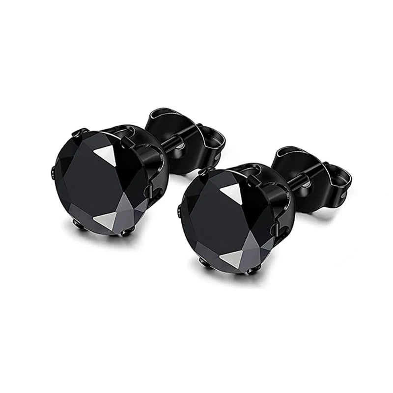 1-2 Pairs Hypoallergenic 316L Stainless Steel Square Round CZ Stud Earrings Sensitive Ear Studs Jewelry Set for Men Women 3-8MM