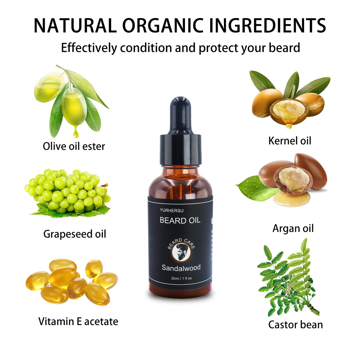 Beard Growth Oil — 30ml Nourishing Softening Beard Care Oil