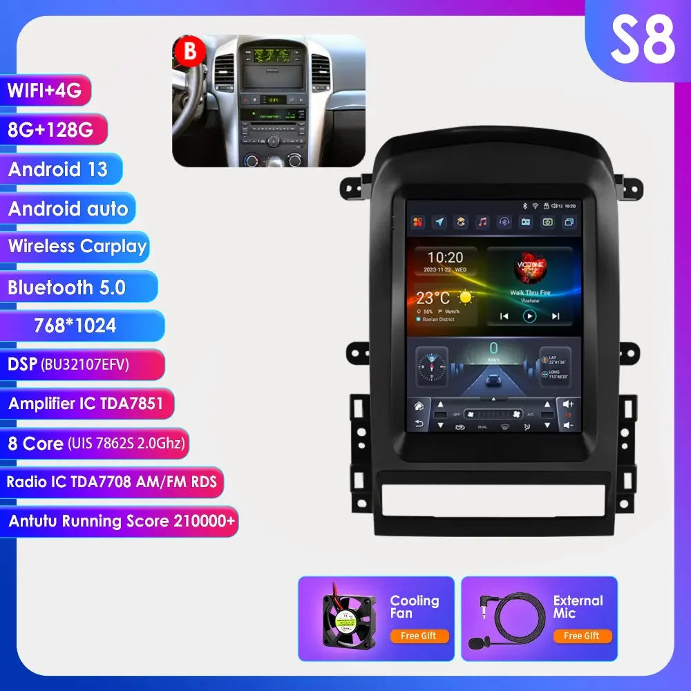 9.7"Android 14 Autoradio for Chevrolet Captiva 2006-2012 multimedia Video player GPS navi Stereo Audio 2din Carplay Touch Screen