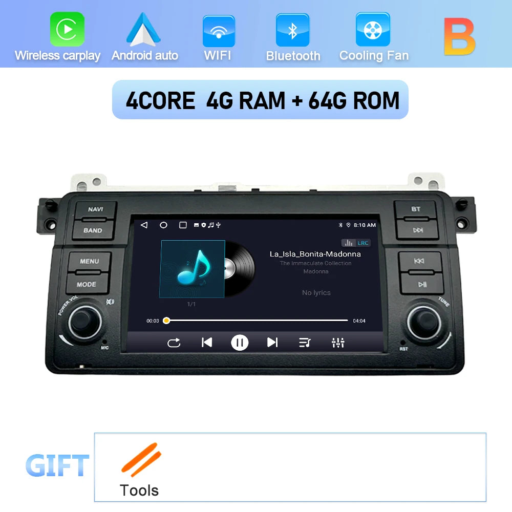 Car Stereo with Apple CarPlay & Android Auto, Compatible with BMW 3 Series E46 (1999-2005)