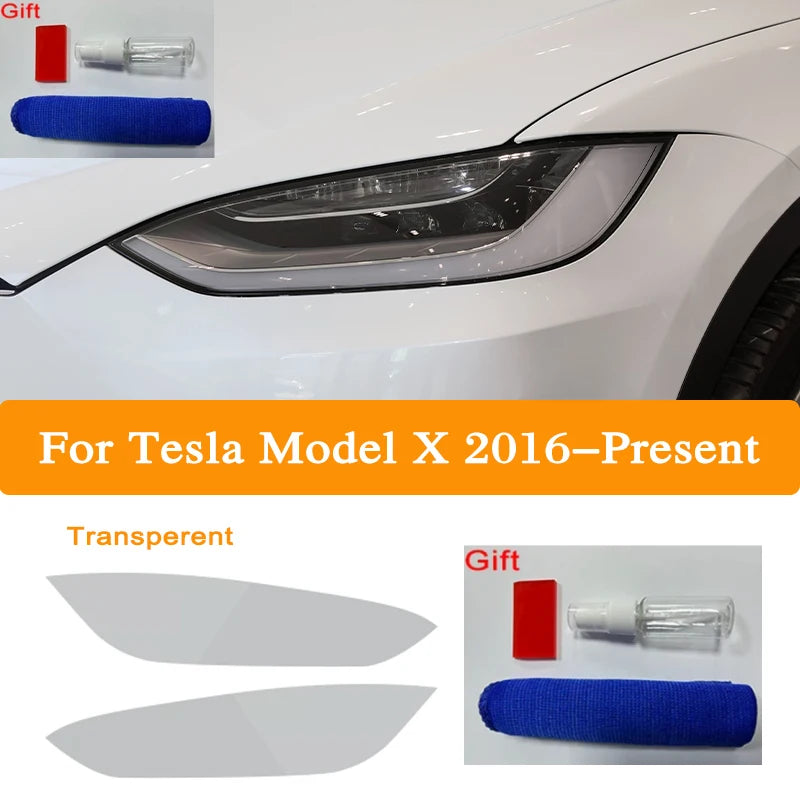 Headlight Tint Smoke Black TPU Protective Film – Compatible with Tesla Model 3, Y, S, X