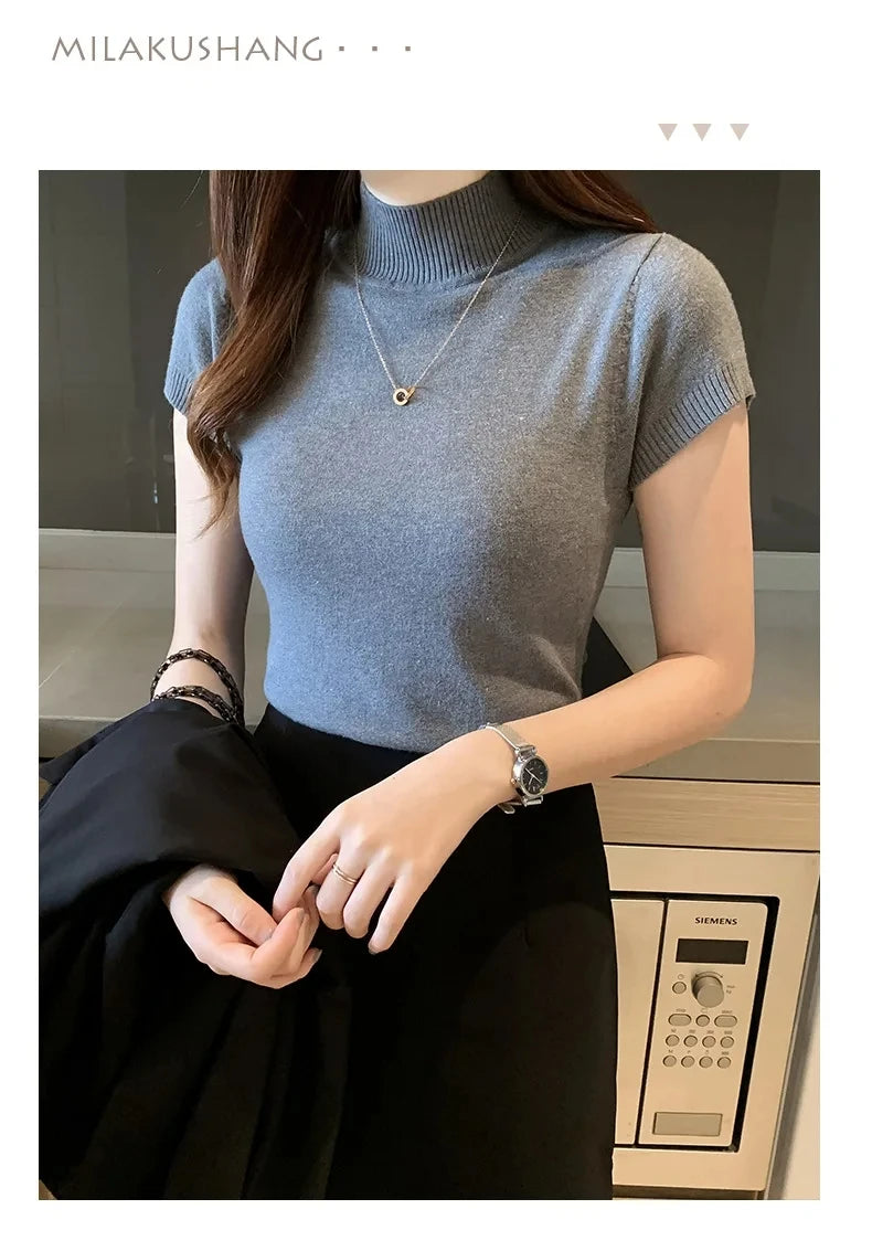 Women's half-high neck knit top — view 10 of 20