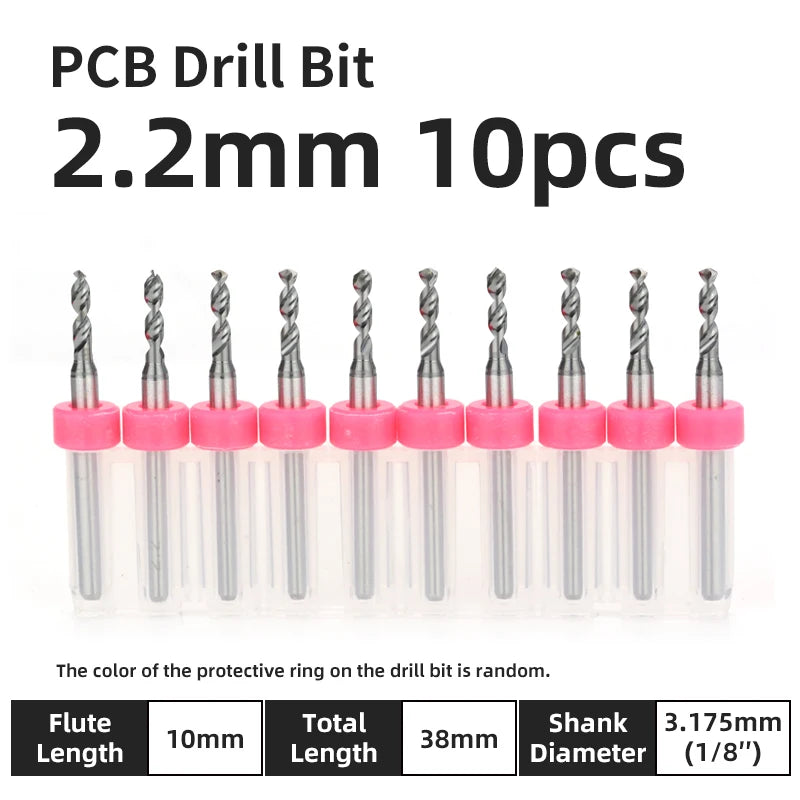 TOOLEYE 10pcs PCB Drill Bit Set Micro Drills Printed Circuit Board 1/8" Shank Mini CNC Drill Bits 0.1-3.175mm Drilling Tools