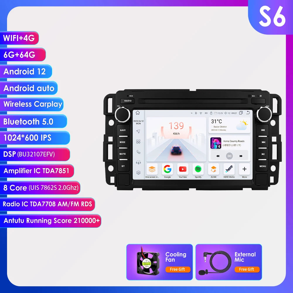 7" Android Car Stereo with GPS & Bluetooth — Chevrolet Silverado, Impala, Traverse & GMC Sierra