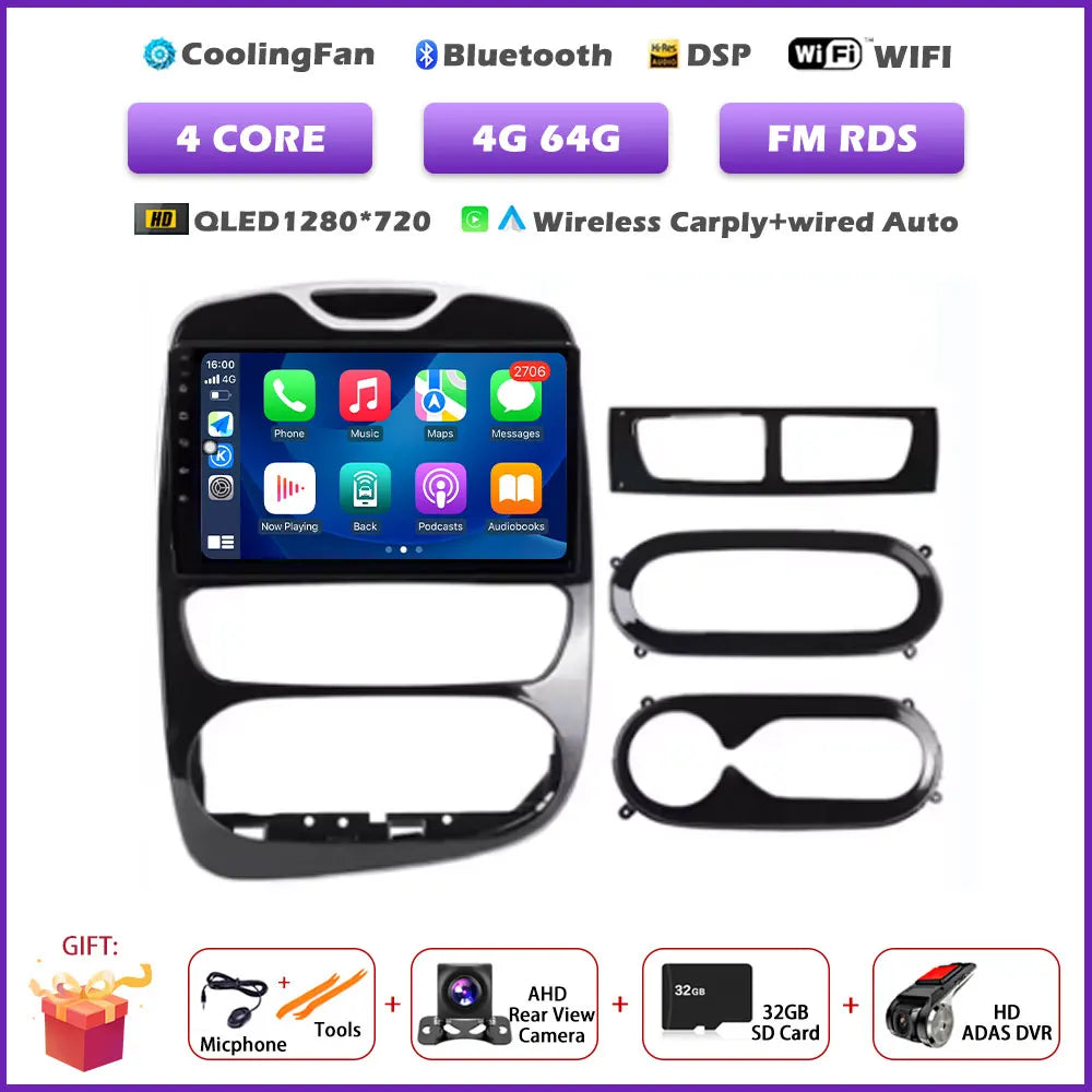 For Renault Clio 4 2012-2016 Carplay Car Radio Multimedia Video Player Android 16 Auto WIFI GPS Navigation DSP stereo BT tools