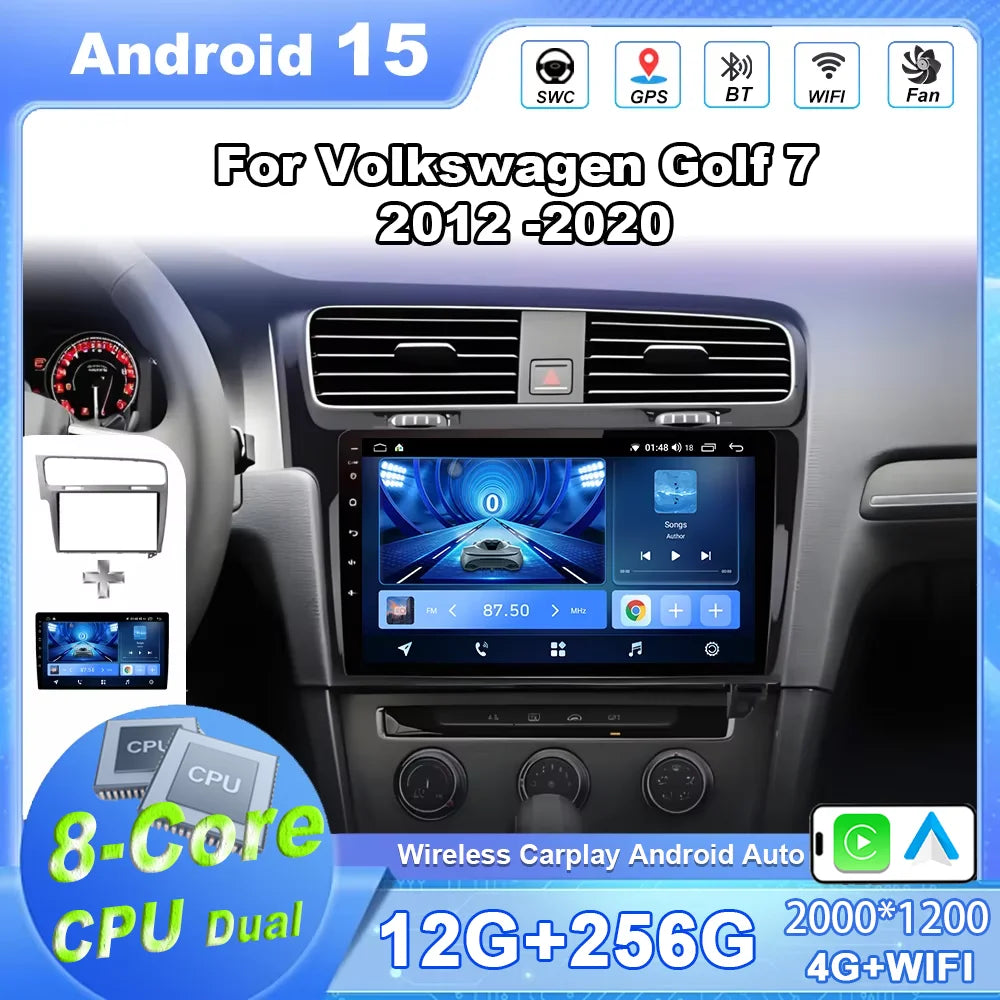 Car Stereo with Apple CarPlay & Android Auto, Compatible with VW Golf 7 (2012-2020)