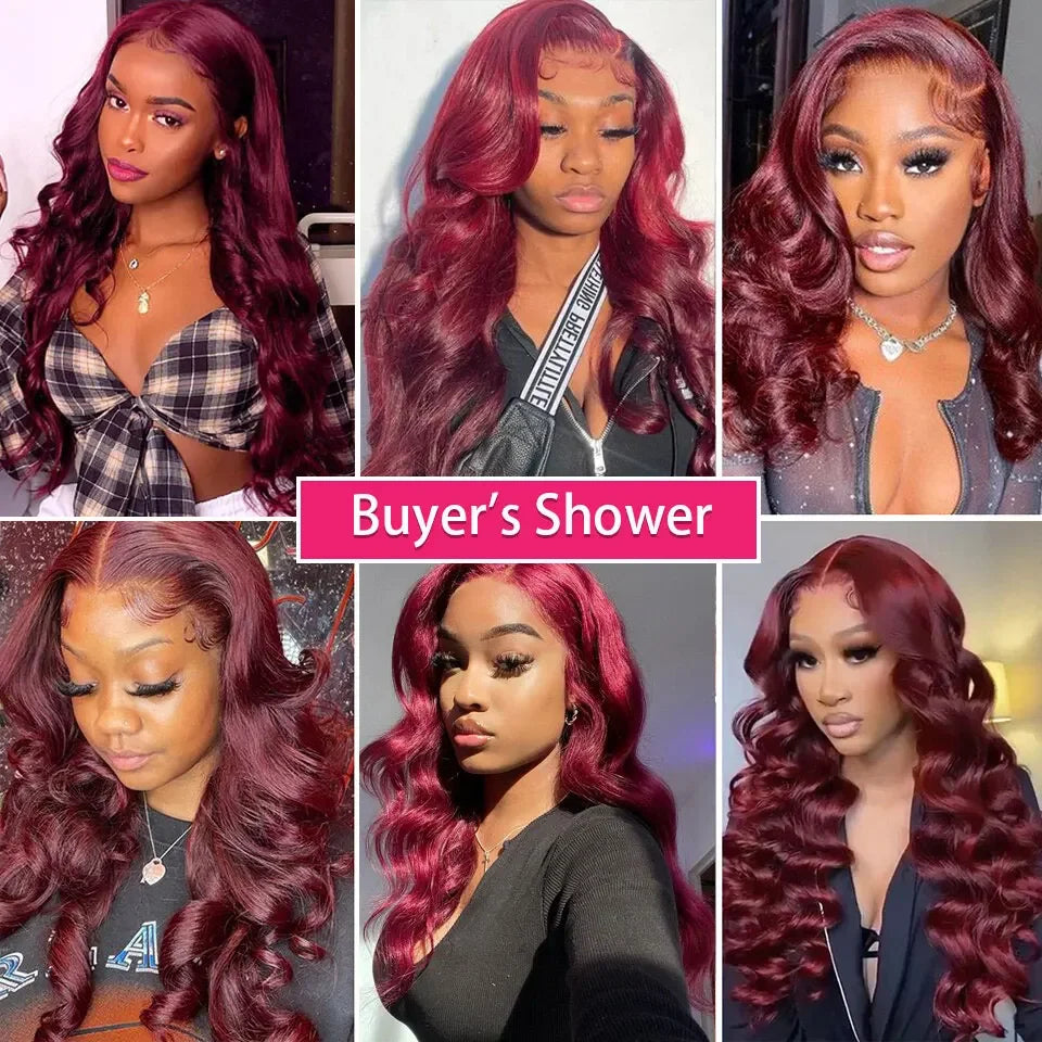 30 Inch Burgundy 99J Body Wave Bundles Colored Wine Human Hair Bundles With Closure Brazilian Remy Virgin Hair Weave Extensions