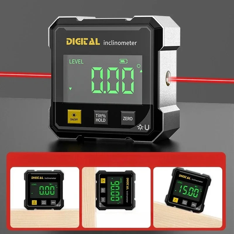 Pocket Digital Level Protractor Inclinometer Professional Digital Display Angle Gauge 360 Degree Magnetic Electronic Level Laser