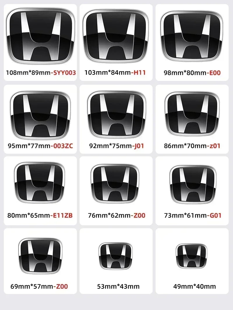 Car Hood Front Grill Rear Trunk H Emblem Logo Sticker For Honda Civic Fit Jazz Accord CRV HRV City Odyssey Passport Pilot Vezel