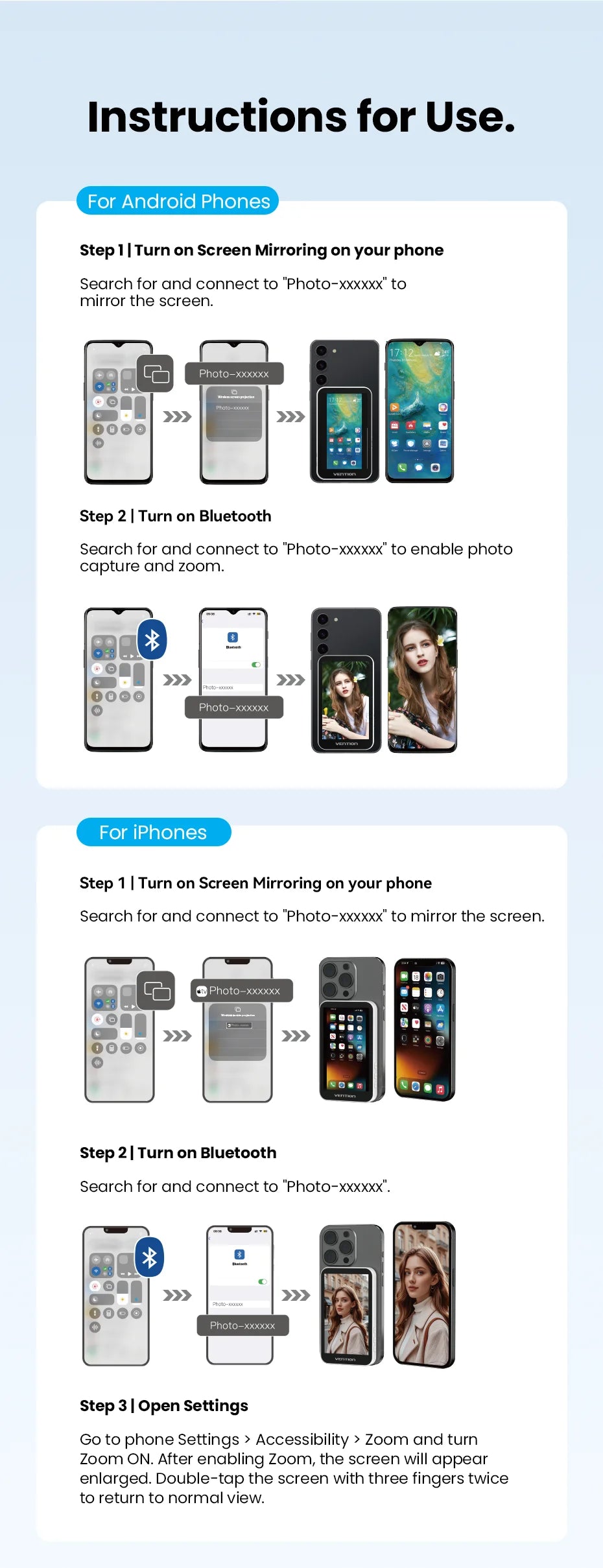 Vention Magnetic Selfie Screen Monitor Vlog Phone Wireless Monitor Rear Camera Live for iphone 17 16 Huawei Mate 80 Samsung S24