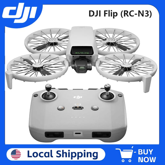 DJI Flip (RC-N3), Drone With 4K UHD Camera for Adults, Under 249 g, 3-Axis Gimbal Stabilization, 44000ft/13km Video Transmission, Palm Takeoff, Auto Return, 31-Min Flight Time, Intelligent Flight