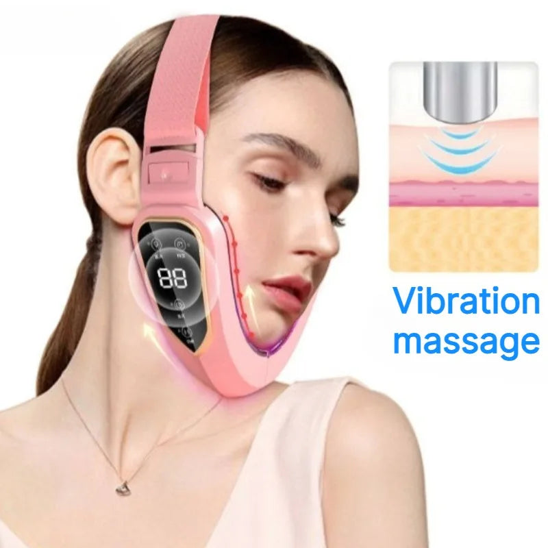 Facial Lifting V Face Massager Red Light Therapy Micro Vibration Slimming Device Double Chin Nasolabial Folds Massager Facial