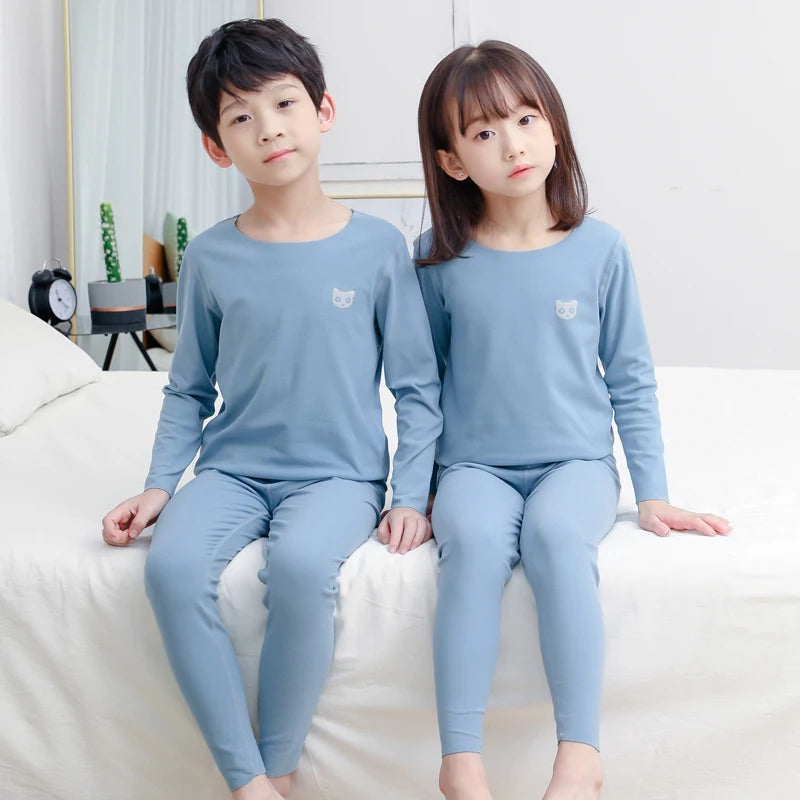 Kids Thermal Underwear Top and Pants - Autumn Winter Base Layer Set